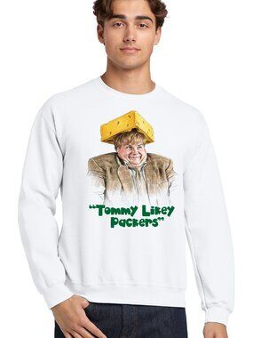 Chris Farley Tommy Boy Green Bay packer Fan crewneck sweatshirt WHITE